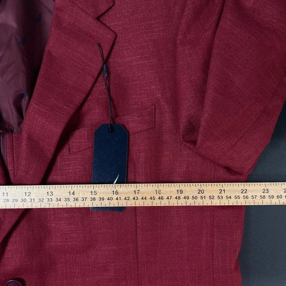 Nautica Blazer Mens 44S Red Linen Jensen Modern Fit Active Stretch NEW